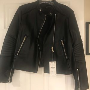 Zara Leather Look Moto Jacket